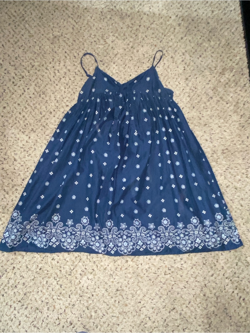 GAP Navy Blue Midi Dress with White Border Print
